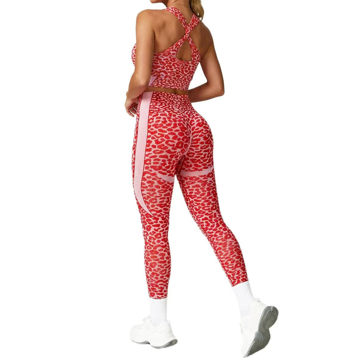 Custom Pink Leopard Print Sports Bra & High-Waisted Leggings Set – Private Label Activewear