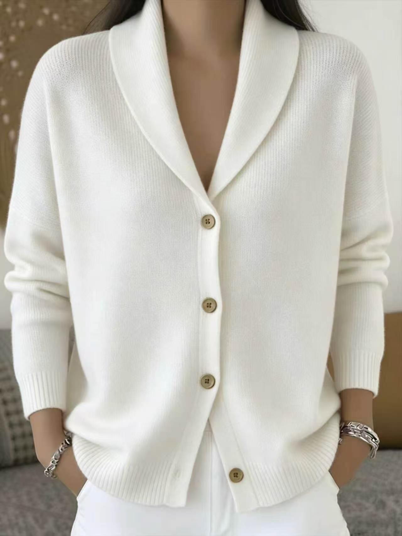 Custom Women’s Shawl Collar Button-Down Knit Cardigan – Private Label Sweater OEM