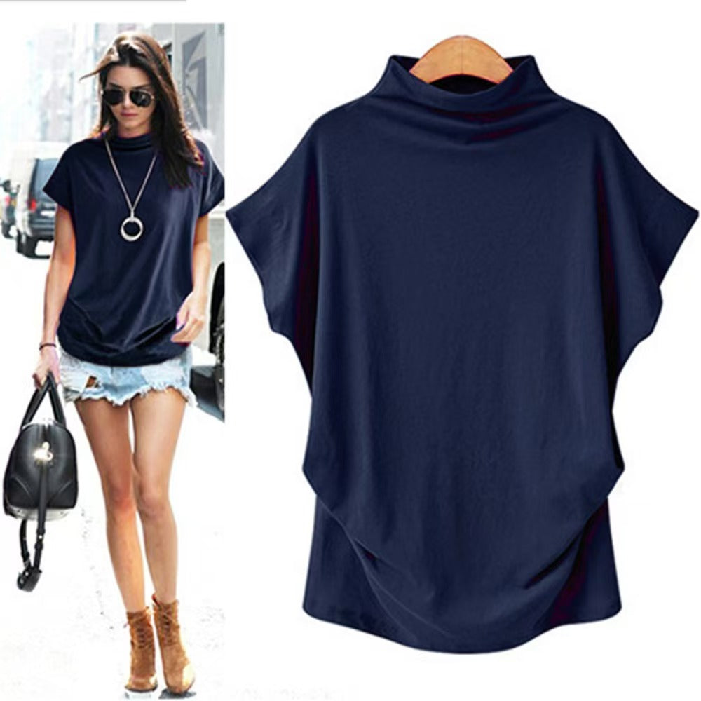 Custom Women’s Mock Neck Batwing Sleeve Draped Tunic Top – Private Label Fashion OEM