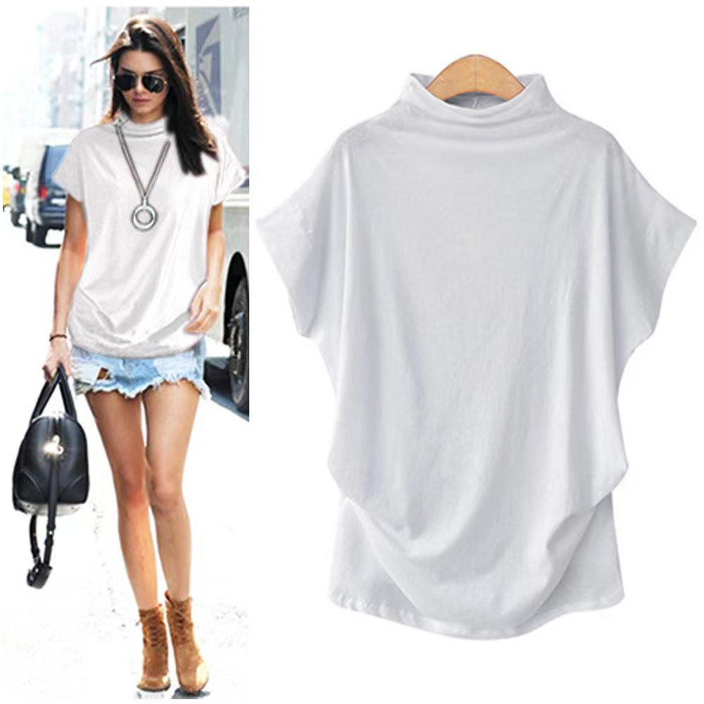 Custom Women’s Mock Neck Batwing Sleeve Draped Tunic Top – Private Label Fashion OEM