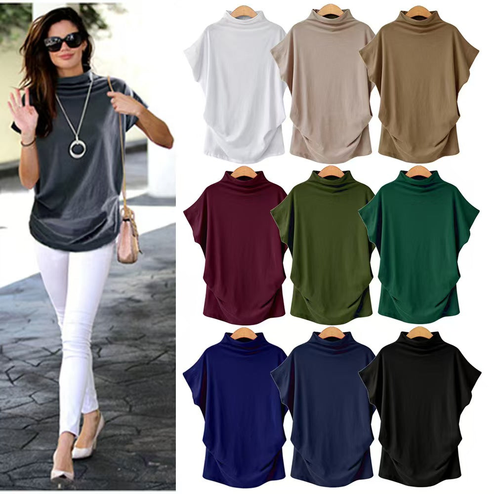 Custom Women’s Mock Neck Batwing Sleeve Draped Tunic Top – Private Label Fashion OEM