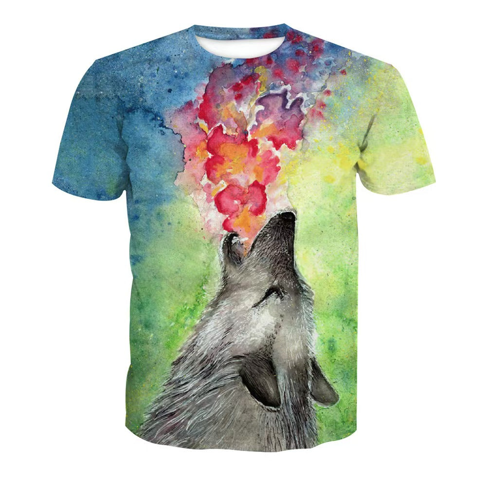 Custom All-Over Print Galaxy Wolf T-Shirt – Private Label Sublimation Apparel OEM