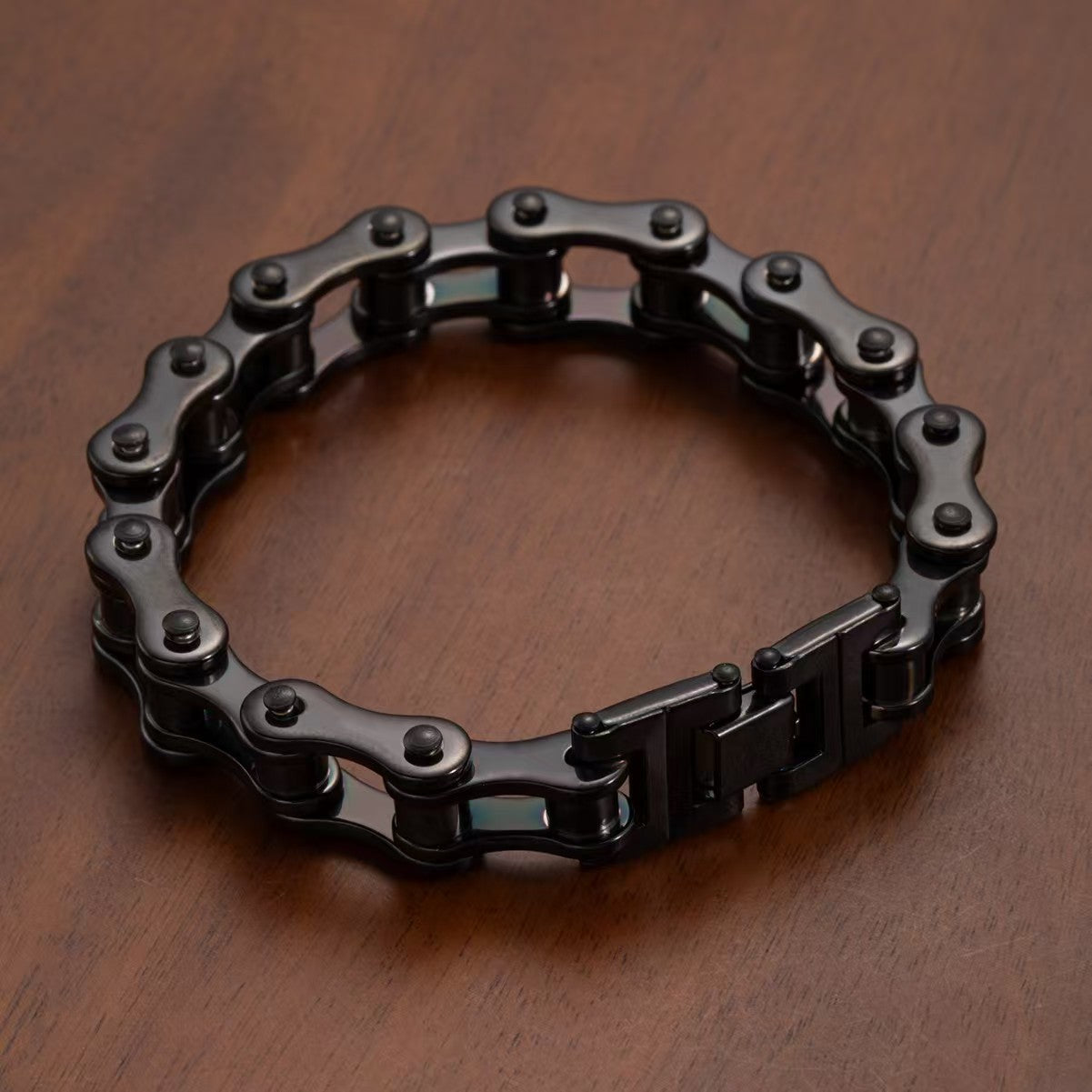 Custom Black Stainless Steel Motorcycle Chain Bracelet – Private Label Men’s Jewelry OEM