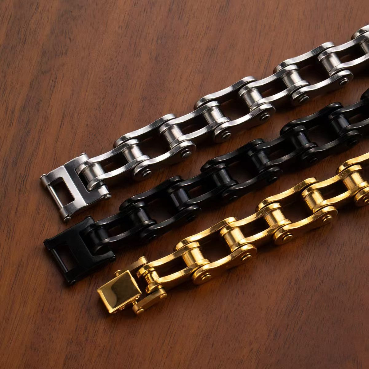 Custom Black Stainless Steel Motorcycle Chain Bracelet – Private Label Men’s Jewelry OEM