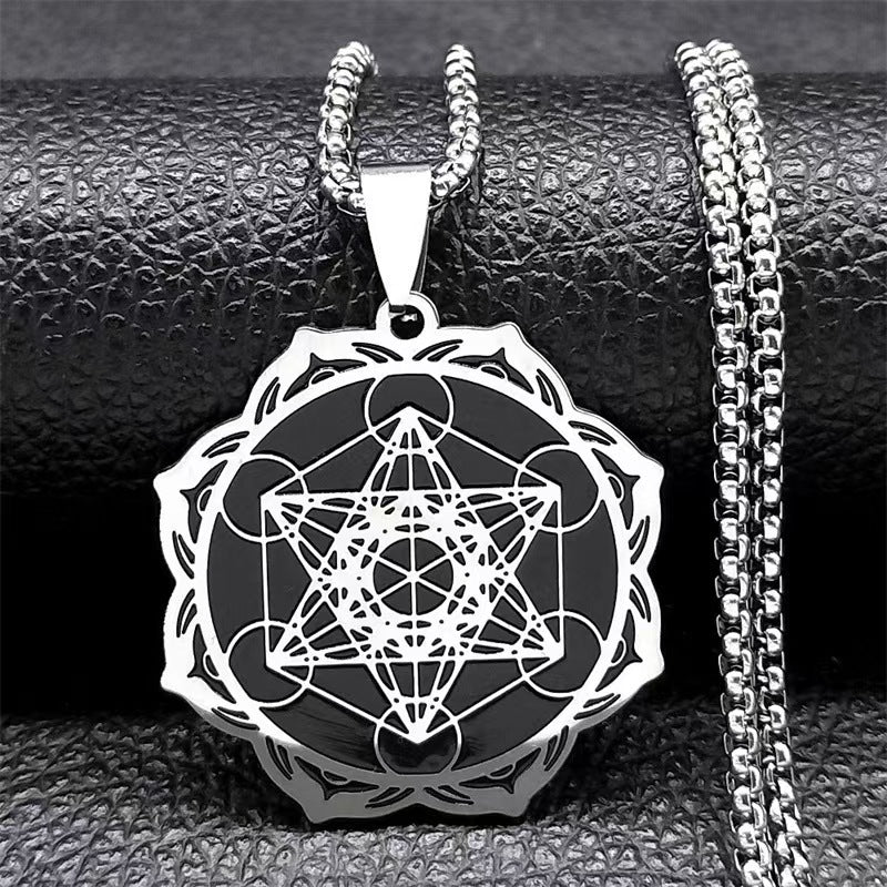 Custom Stainless Steel Geometric Mandala Pendant Necklace – Private Label Symbolic Jewelry OEM