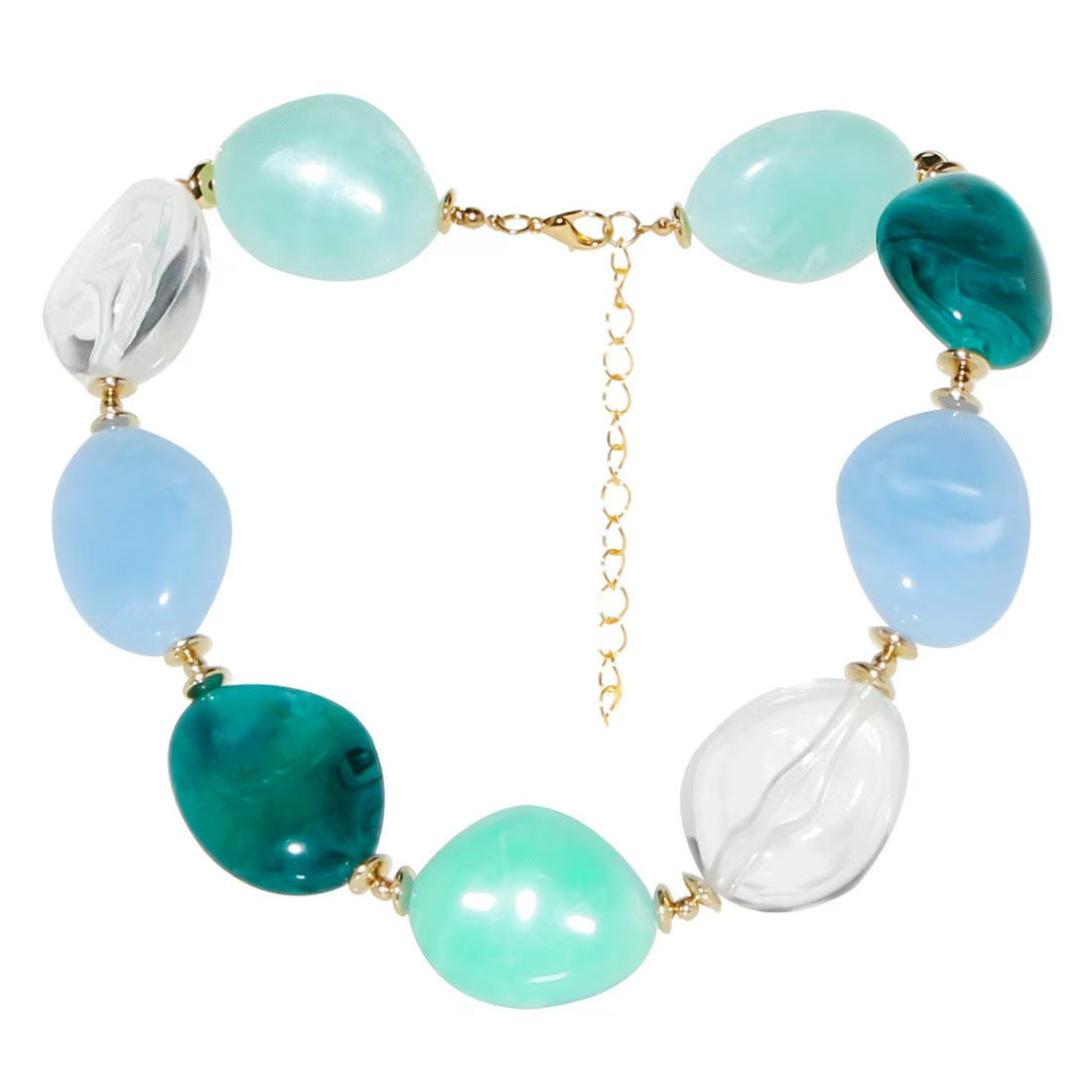 Custom Ocean Blue Irregular Gemstone Statement Necklace – Handcrafted Private Label Jewelry OEM