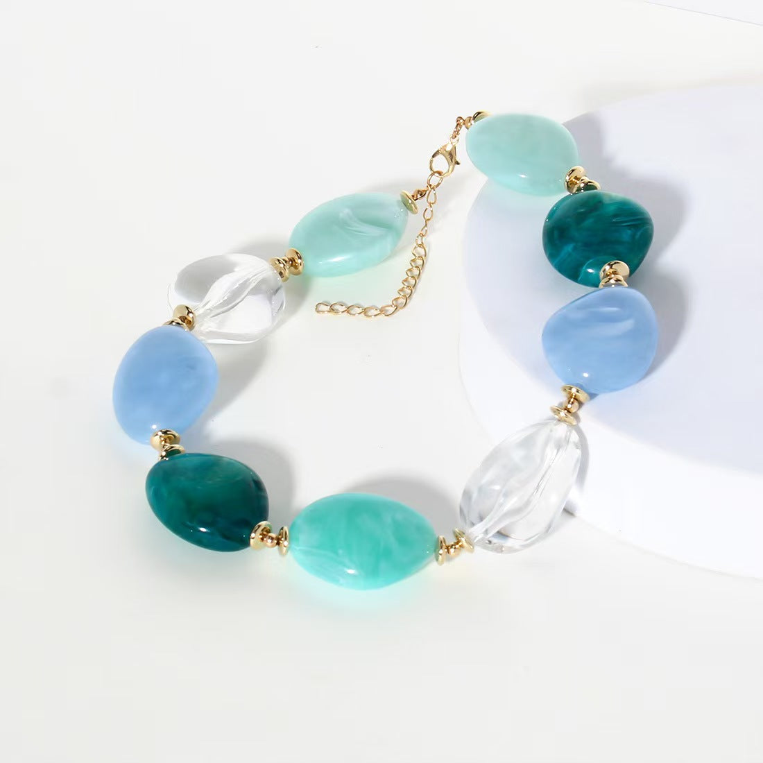 Custom Ocean Blue Irregular Gemstone Statement Necklace – Handcrafted Private Label Jewelry OEM