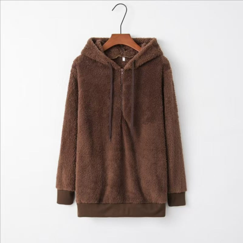 Custom Women’s Teddy Fleece Pullover Hoodie – Private Label Cozy Apparel OEM