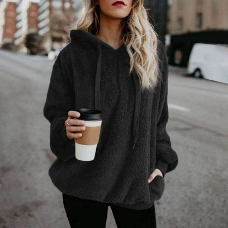 Custom Women’s Teddy Fleece Pullover Hoodie – Private Label Cozy Apparel OEM