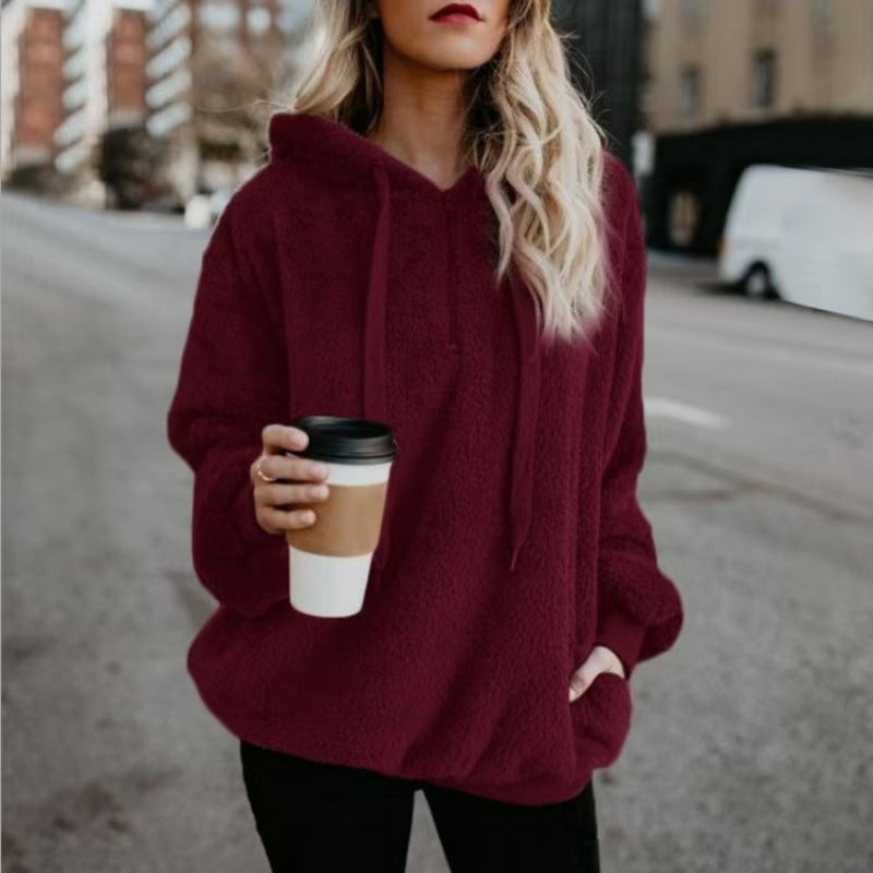 Custom Women’s Teddy Fleece Pullover Hoodie – Private Label Cozy Apparel OEM