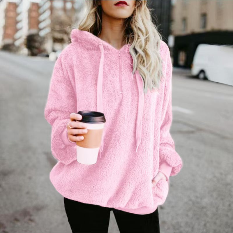 Custom Women’s Teddy Fleece Pullover Hoodie – Private Label Cozy Apparel OEM