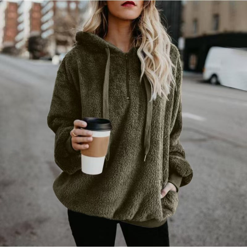 Custom Women’s Teddy Fleece Pullover Hoodie – Private Label Cozy Apparel OEM