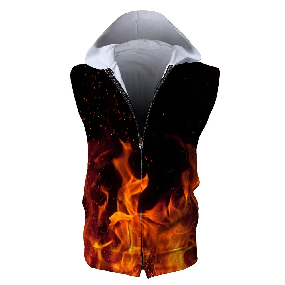 Custom 3D Astronaut All-Over Print Sleeveless Zip Hoodie – Private Label Apparel OEM