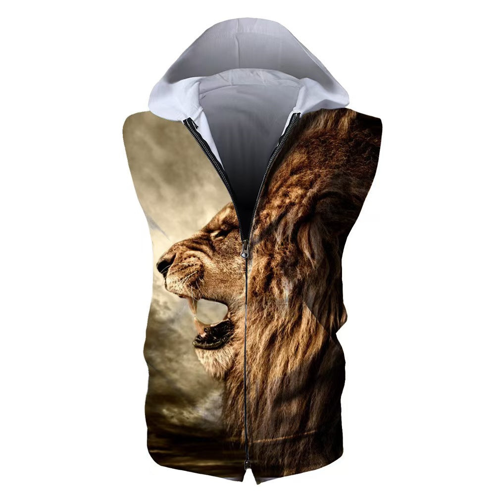 Custom 3D Astronaut All-Over Print Sleeveless Zip Hoodie – Private Label Apparel OEM