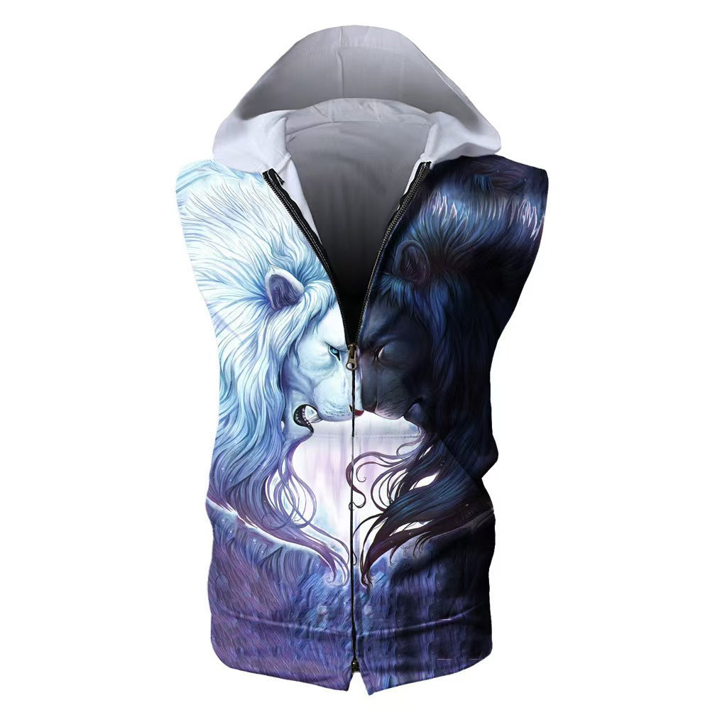 Custom 3D Astronaut All-Over Print Sleeveless Zip Hoodie – Private Label Apparel OEM