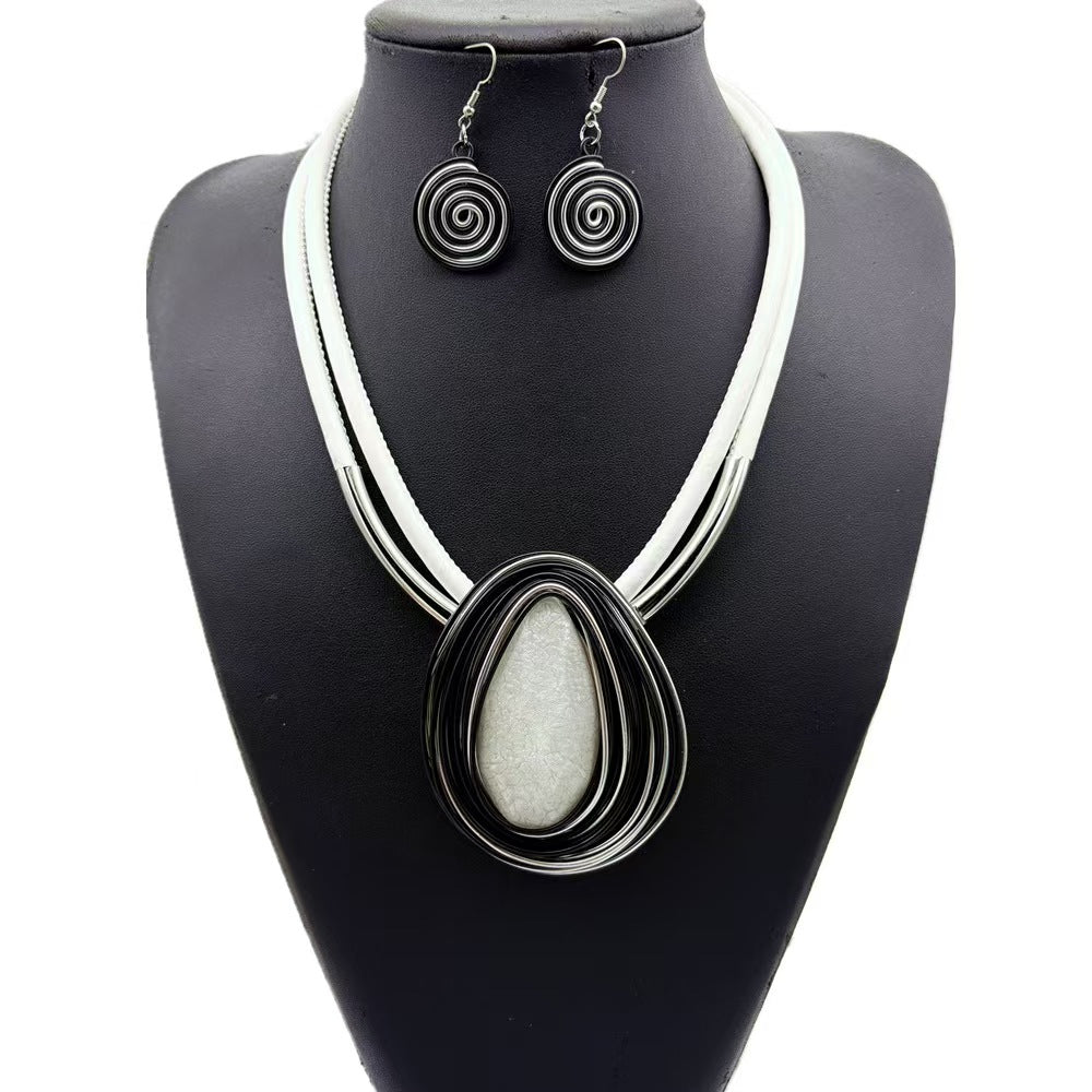 Custom Handcrafted Cobalt Blue Wire-Wrapped Statement Jewelry Set – Necklace & Earrings | Private Label OEM