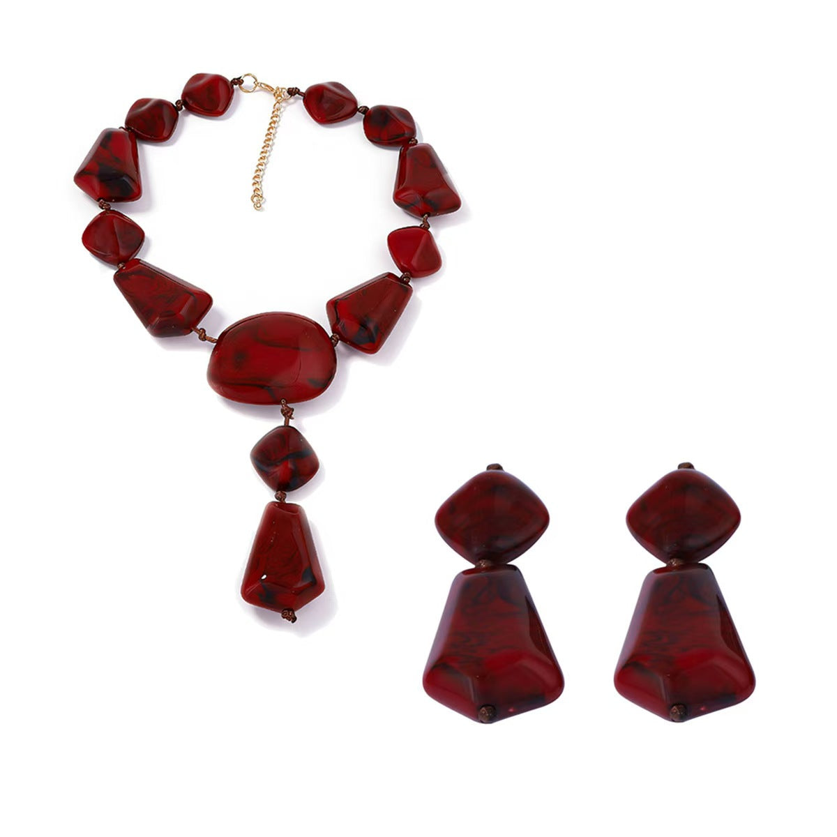 Custom Handcrafted Marbled Stone Statement Jewelry Set – Necklace & Drop Earrings | Private Label OEM