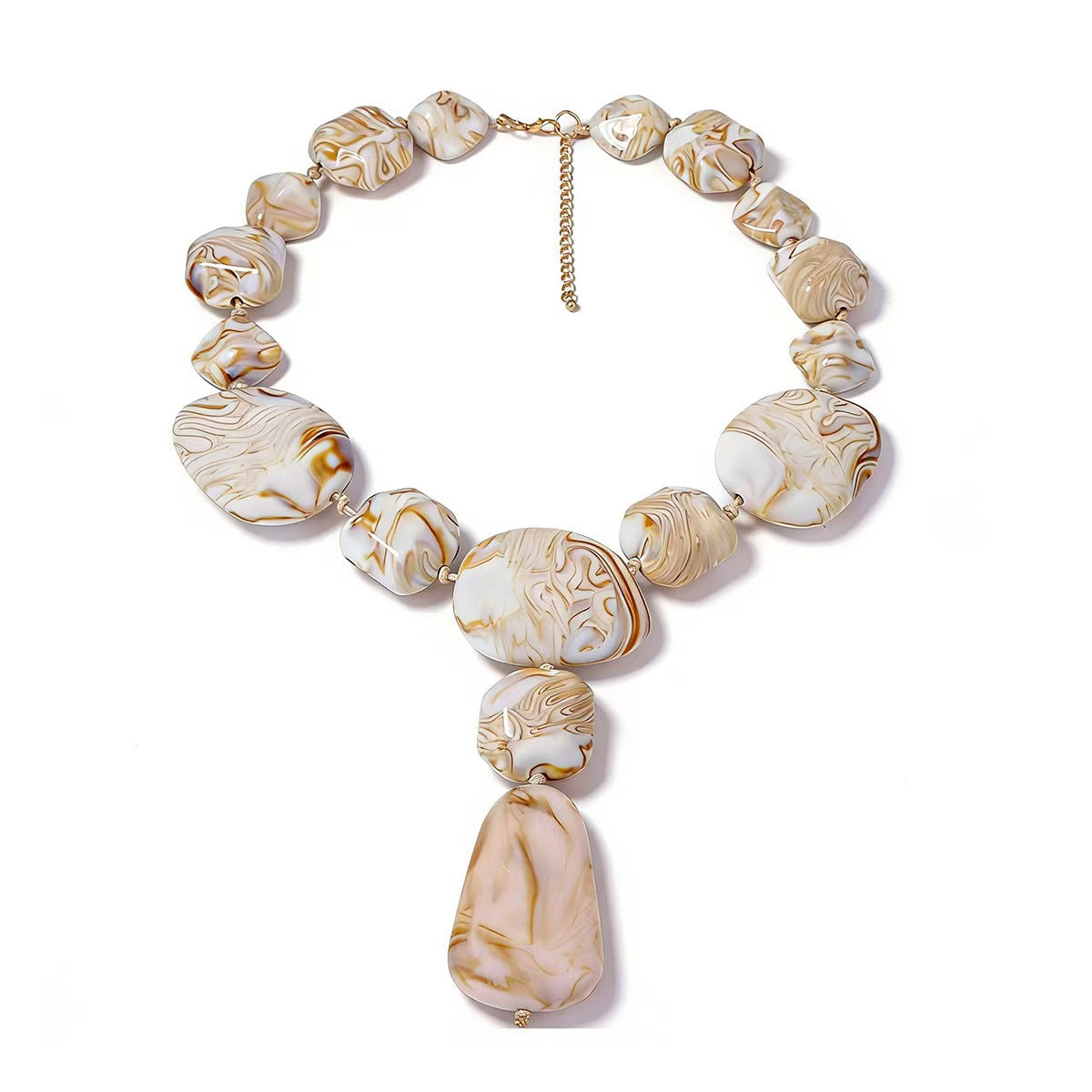 Custom Handcrafted Marbled Stone Statement Jewelry Set – Necklace & Drop Earrings | Private Label OEM