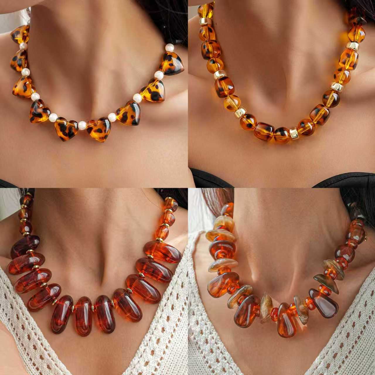 Custom Handcrafted Amber-Style Statement Necklace Collection – Private Label Jewelry OEM