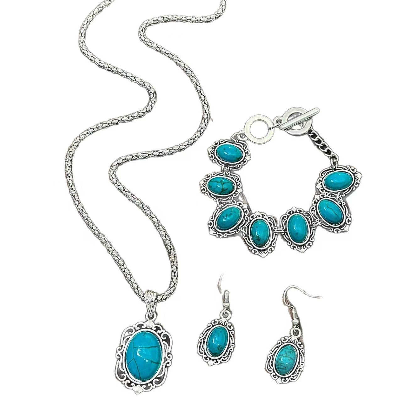 Custom Black Onyx-Style Vintage Jewelry Set – Necklace, Bracelet & Earrings | Private Label OEM