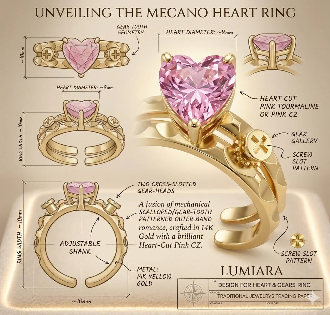 Bohemian Style Brass 18K Gold Plated Gemstone Rings Luxury Heart-Shaped