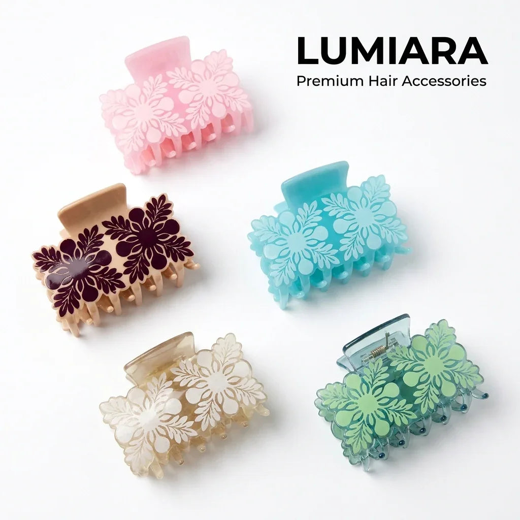 Hawaiian clip, forest-themed hair grips, plant and flower leaf clips, shark-shaped hair accessories, Tahitian hair clips