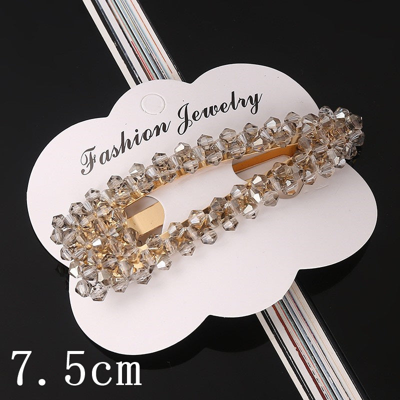 Colorful crystal hair accessories, BB clips, new designs for internet celebrities. Floral bow hair clips for women, geometric designs, versatile, perfect for bangs and hairlines