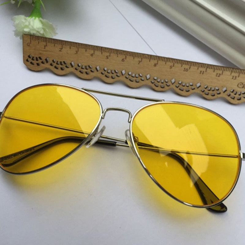 Sunglasses, retro metal frame sunglasses, sun glasses, yellow lenses, night vision goggles