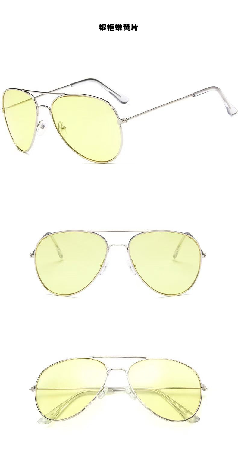 Sunglasses, retro metal frame sunglasses, sun glasses, yellow lenses, night vision goggles