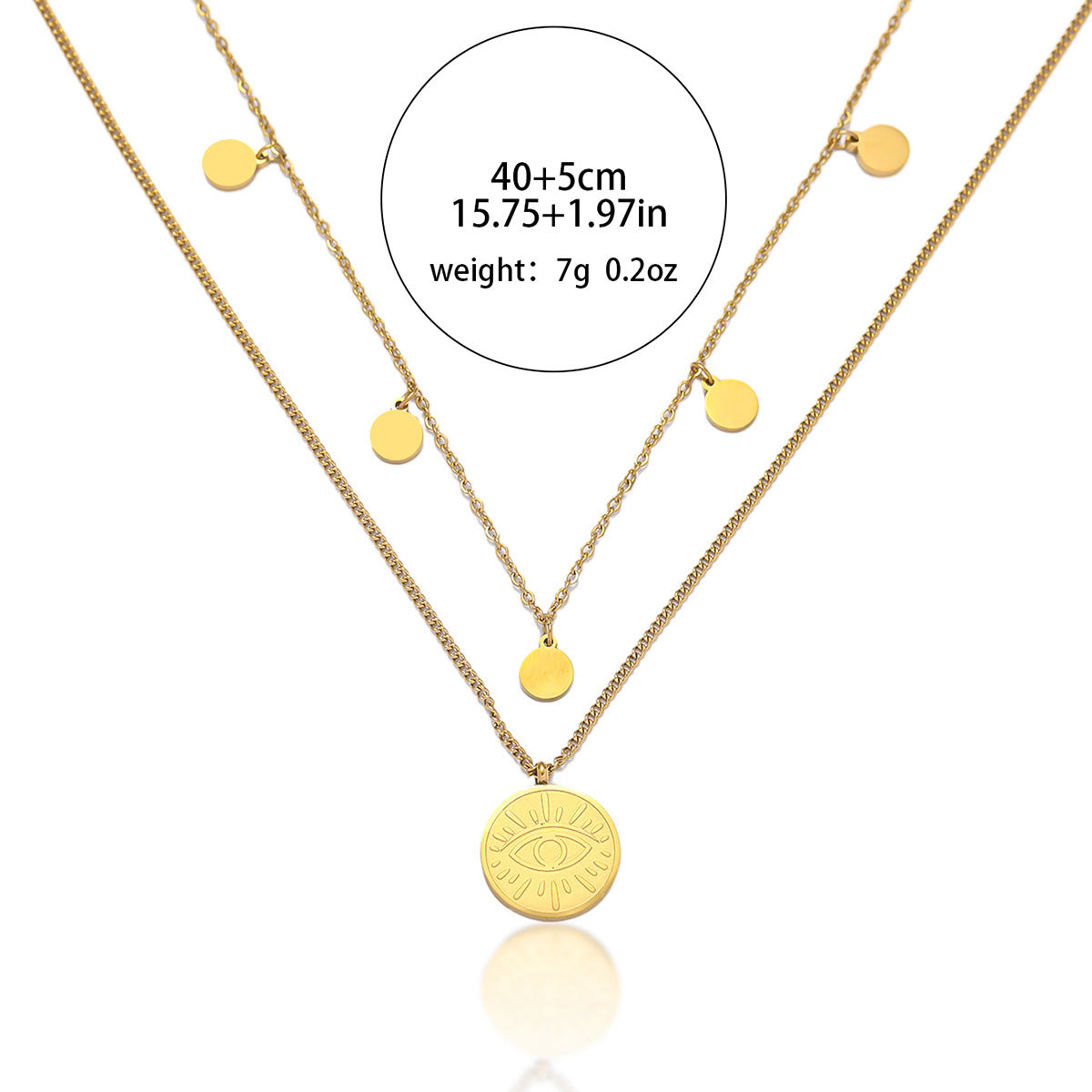 Necklace Women’s Vintage, Unique Bean Chain Necklace, Eye-Catching, Double-Layer, Thin Design, Simple Round Discs, Internet Celebrity Collar Chain