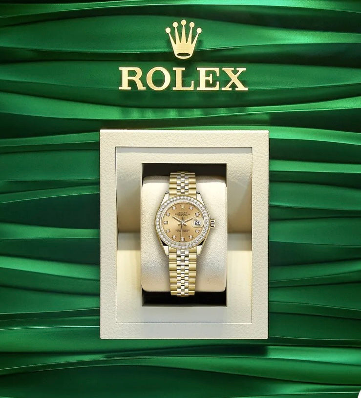 ROLEX Lady-Datejust 28, 18K gold with diamond inlay, /reference number: 279138RBR-0024