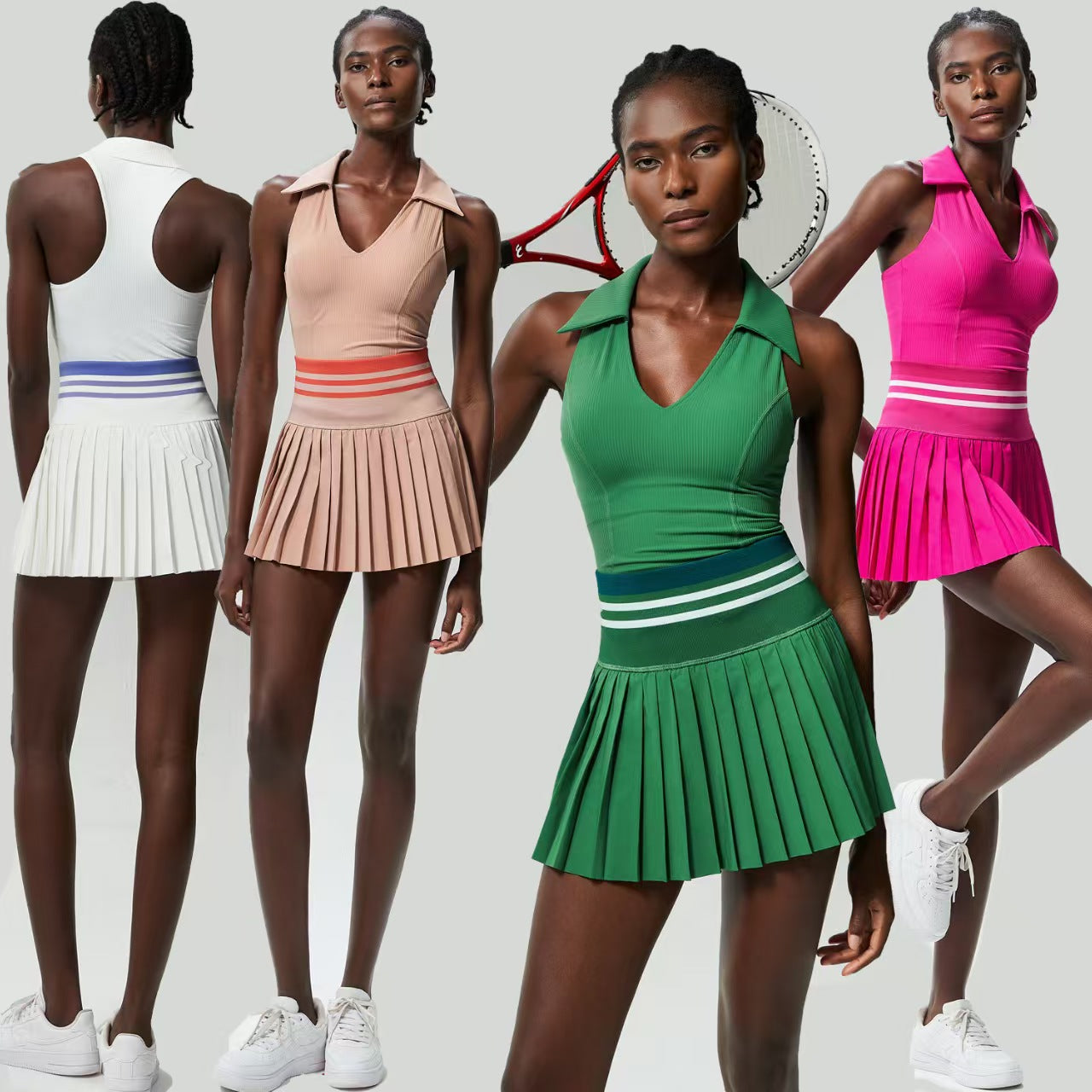 Custom Women’s Sleeveless Polo Top & Pleated Tennis Skirt Set – Private Label Performance Activewear OEM