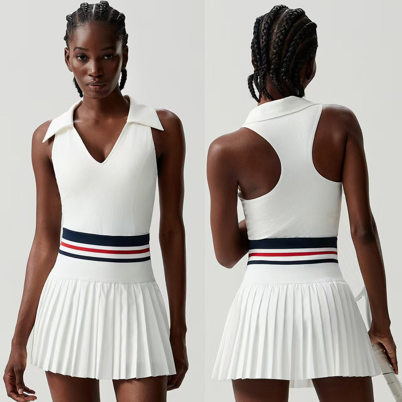 Custom Women’s Sleeveless Polo Top & Pleated Tennis Skirt Set – Private Label Performance Activewear OEM