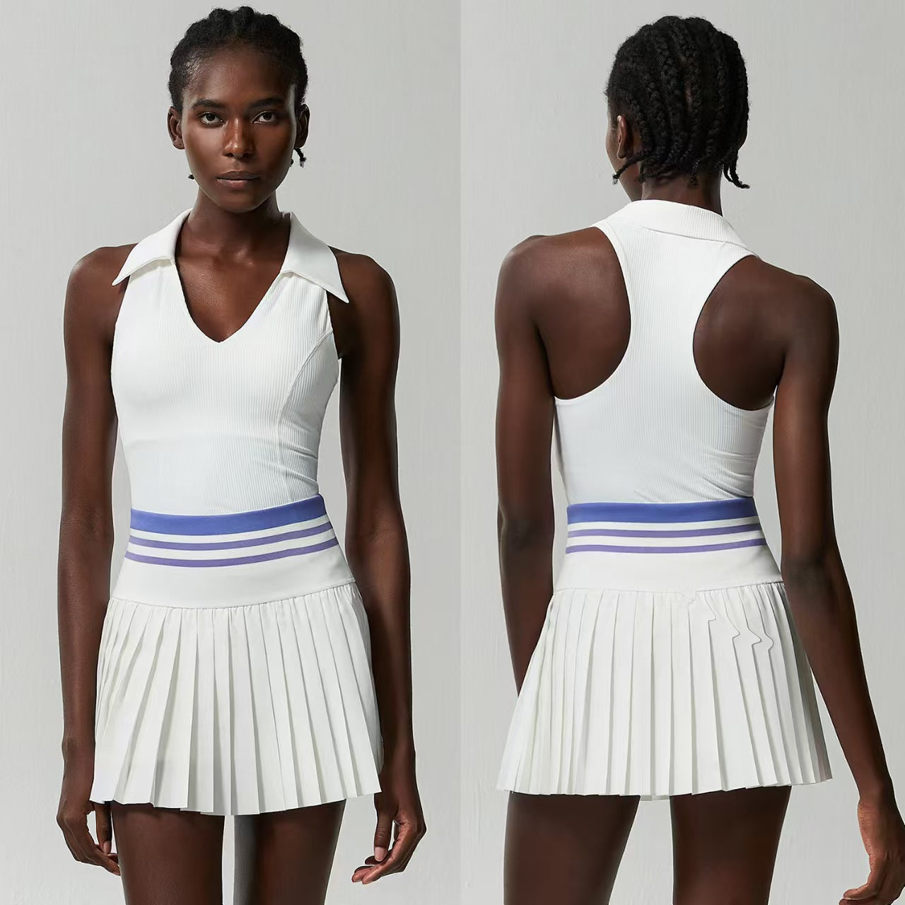 Custom Women’s Sleeveless Polo Top & Pleated Tennis Skirt Set – Private Label Performance Activewear OEM