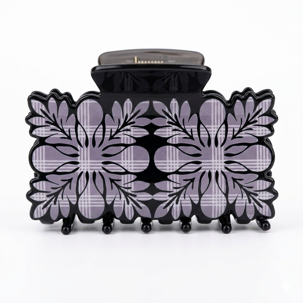 Baroque Symphony Hair Claw Clip – High-End Retro Grid Catch for Thick Hair