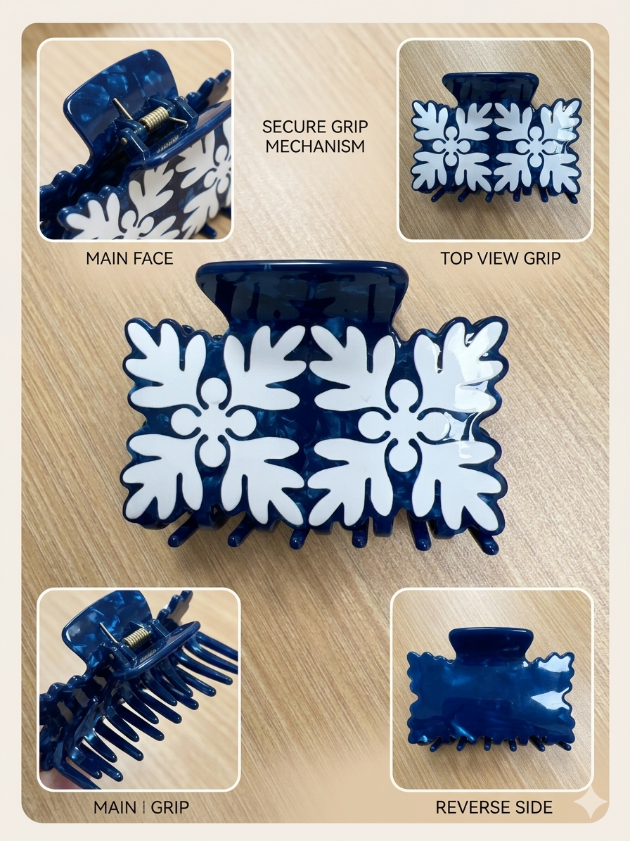 Ocean Breeze Baroque Hair Claw Mediterranean Bloom Cellulose Claw Clip The Lumira 'Aura' Royal Blue Claw