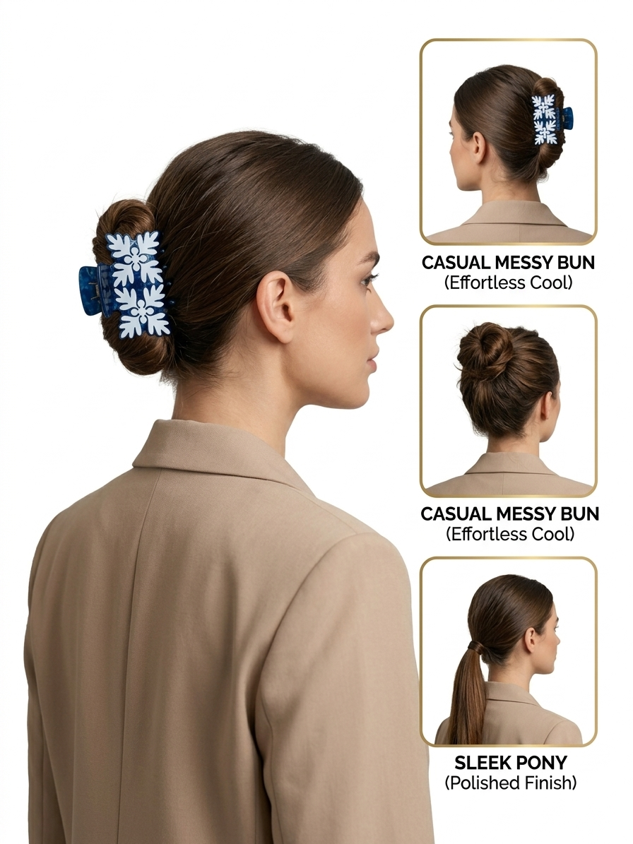 Ocean Breeze Baroque Hair Claw Mediterranean Bloom Cellulose Claw Clip The Lumira 'Aura' Royal Blue Claw
