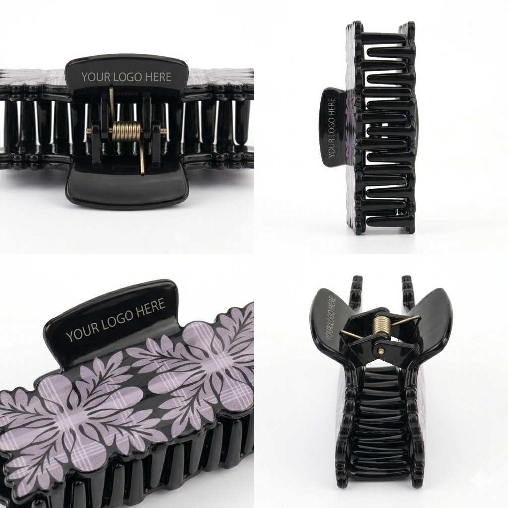 Custom Plaid Floral Hair Claw Clip – Private Label OEM/ODM