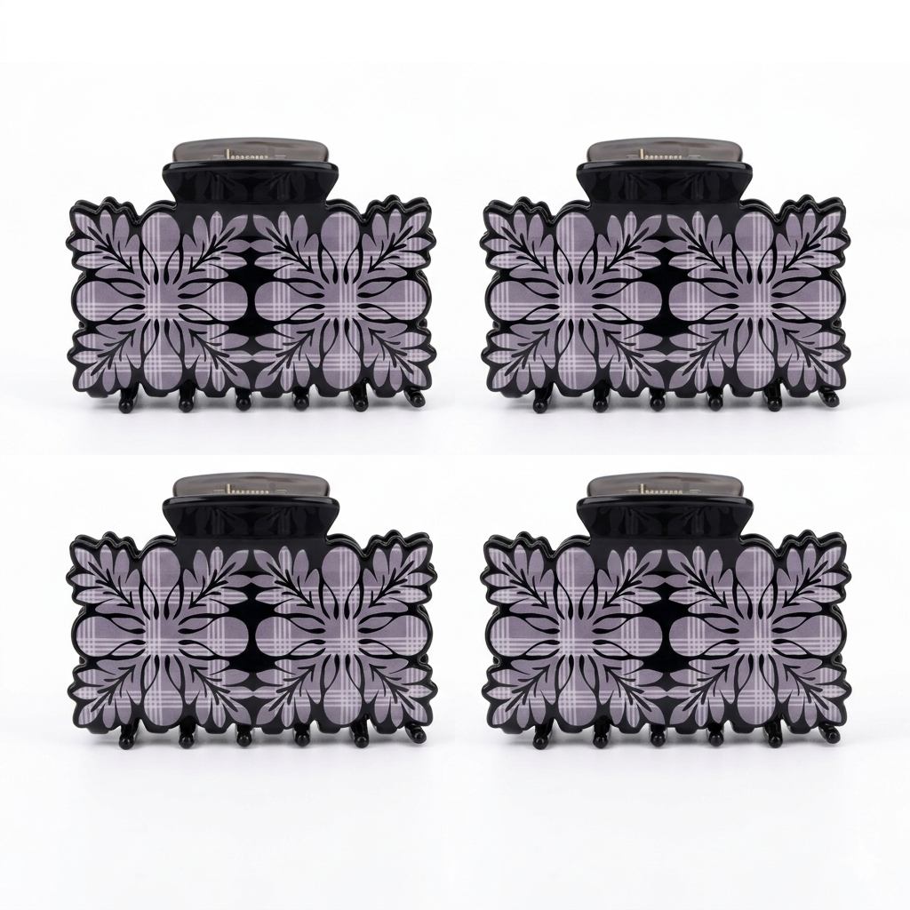 Custom Plaid Floral Hair Claw Clip – Private Label OEM/ODM