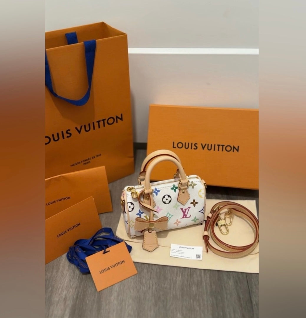 Louis Vuitton x Murakami Nano Speedy White Multicolor Monogram