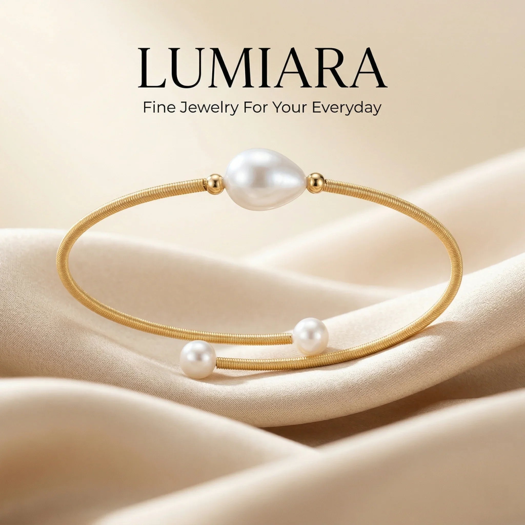 Lumiara 24K Gold Plated Multi-Tone Pearl Charm Bracelet Minimalist Handcrafted
