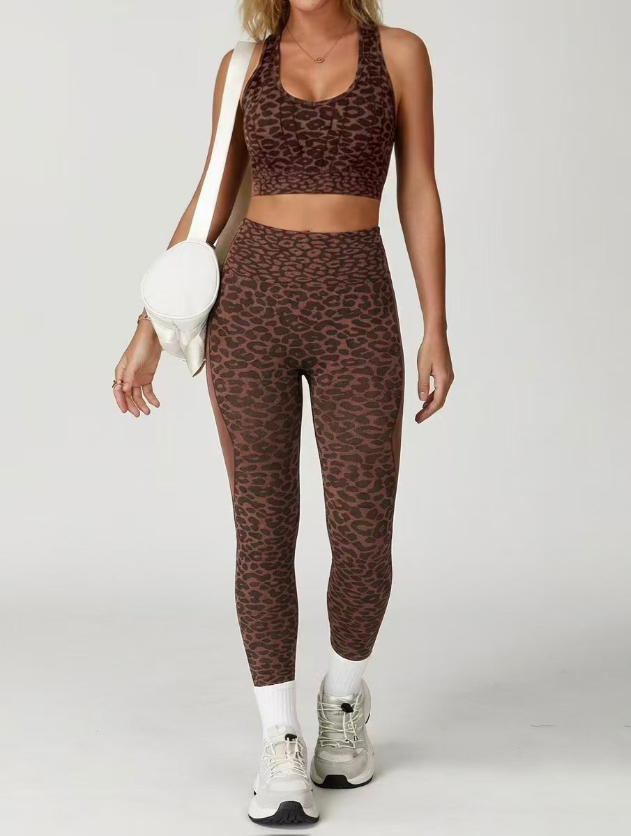 Custom Pink Leopard Print Sports Bra & High-Waisted Leggings Set – Private Label Activewear