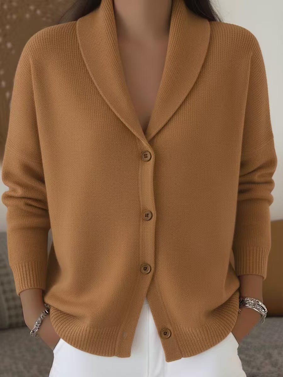 Custom Women’s Shawl Collar Button-Down Knit Cardigan – Private Label Sweater OEM