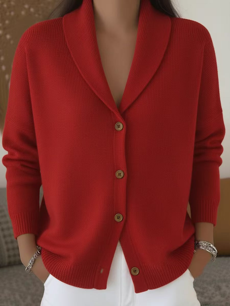Custom Women’s Shawl Collar Button-Down Knit Cardigan – Private Label Sweater OEM