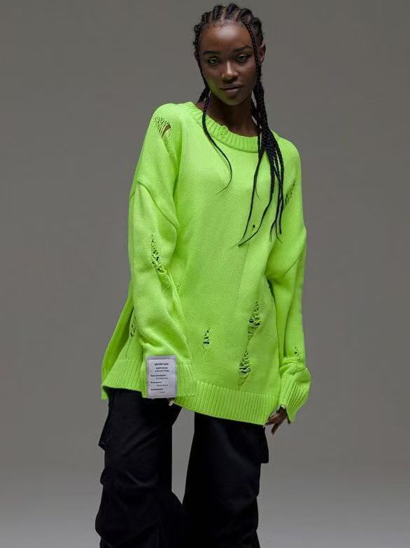 Custom Oversized Distressed Knit Sweater – Unisex Streetwear Private Label OEM