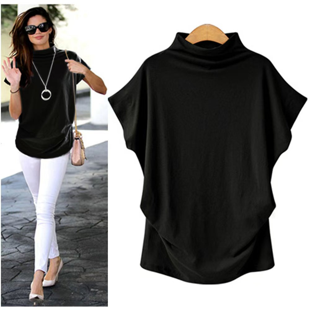 Custom Women’s Mock Neck Batwing Sleeve Draped Tunic Top – Private Label Fashion OEM