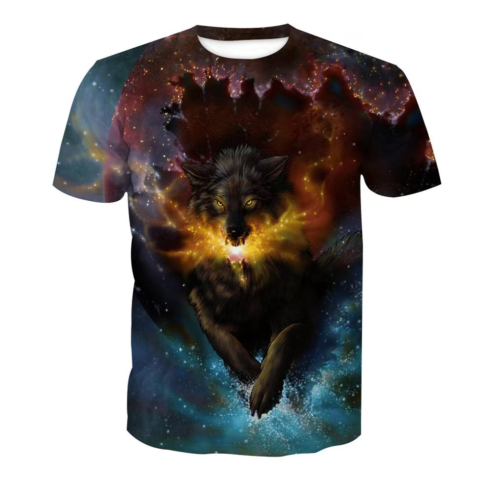 Custom All-Over Print Galaxy Wolf T-Shirt – Private Label Sublimation Apparel OEM