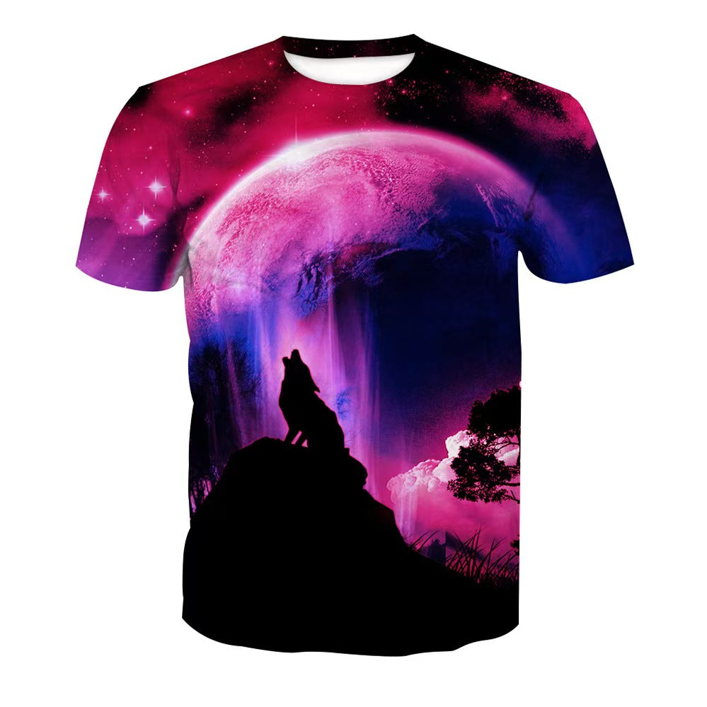 Custom All-Over Print Galaxy Wolf T-Shirt – Private Label Sublimation Apparel OEM