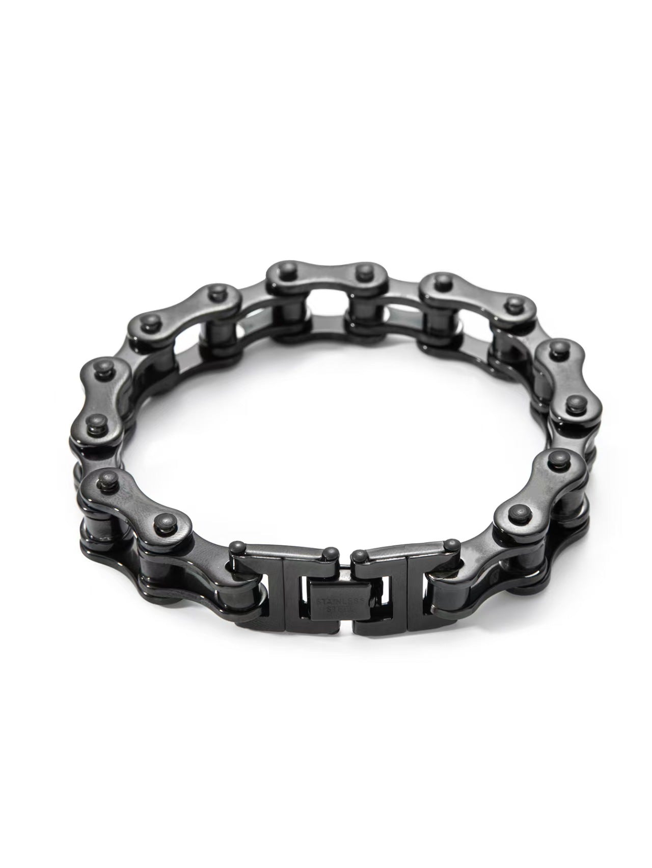 Custom Black Stainless Steel Motorcycle Chain Bracelet – Private Label Men’s Jewelry OEM