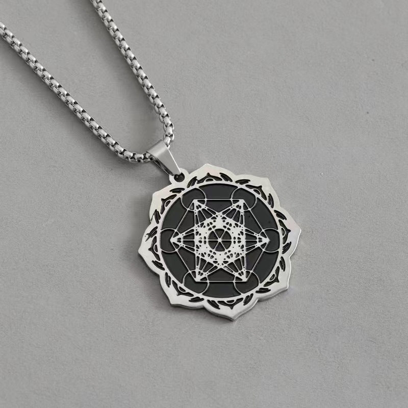 Custom Stainless Steel Geometric Mandala Pendant Necklace – Private Label Symbolic Jewelry OEM